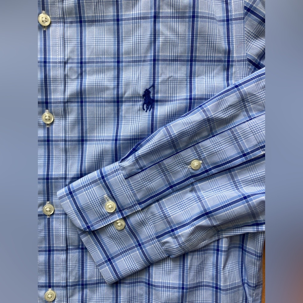 Polo Ralph Lauren Slim Fit Cotton Mens 15 32/33 Button Down Plaid Dress Shirt - Picture 9 of 10